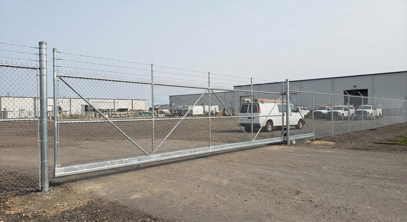 Heavy gauge commercial chain link fence installation