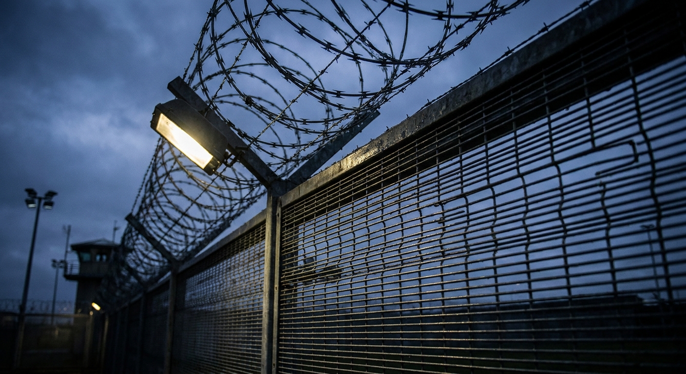 High security anti-climb fence with razor wire