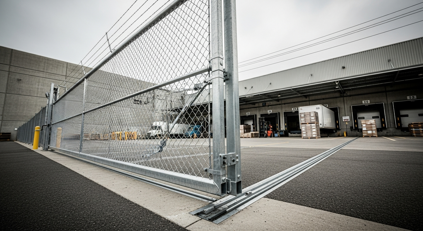 Commercial rolling chain link gate